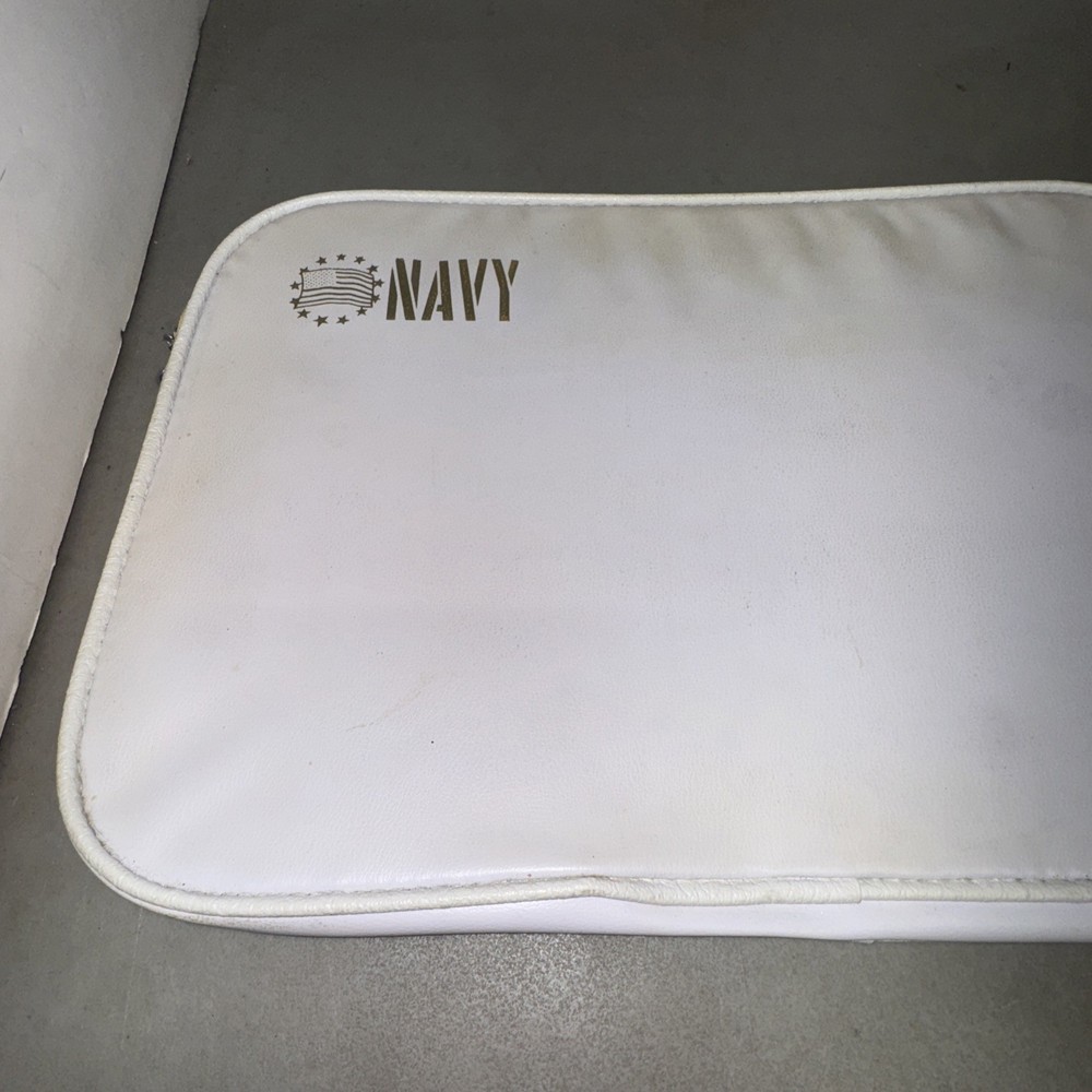Vintage US Navy Zippered Document Case Portfolio White Vinyl