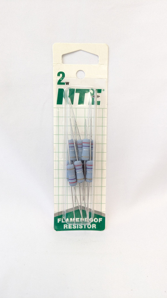NTE Electronics 2 Watt 820K Ohm Resistor 2% Flame Proof 2 Pack, 2W482