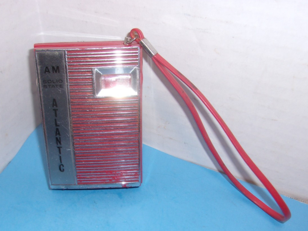 Vintage Red Transistor Handheld Plastic AM Radio Atlantic