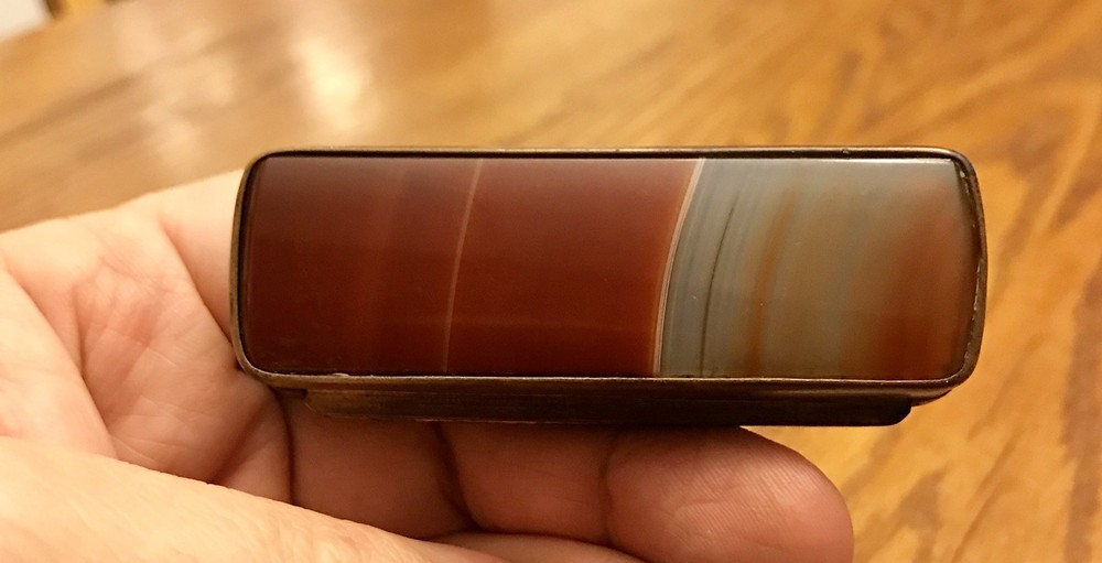 Victorian Brass & Agate Match Safe