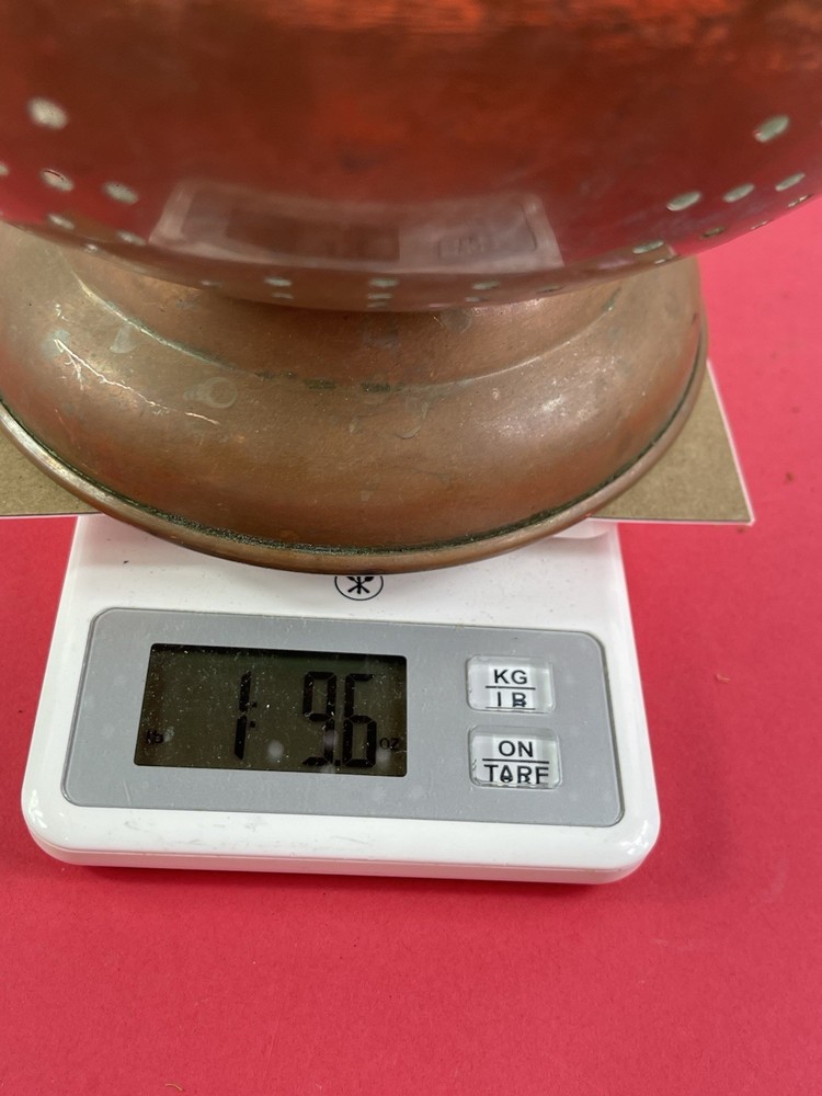 Vintage Copper 9" Colander Strainer Bowl Brass Handles