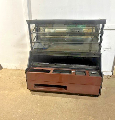 COLUMBUS SHOW CASE TOP LIGHTED DISPLAY CASE W/ BOTTOM REFRIGERATED OPEN AIR CASE
