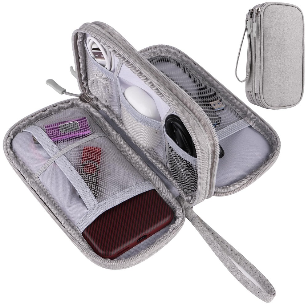 Travel Cable Organizer - Electronics Accessories BagDouble Layer - Grey