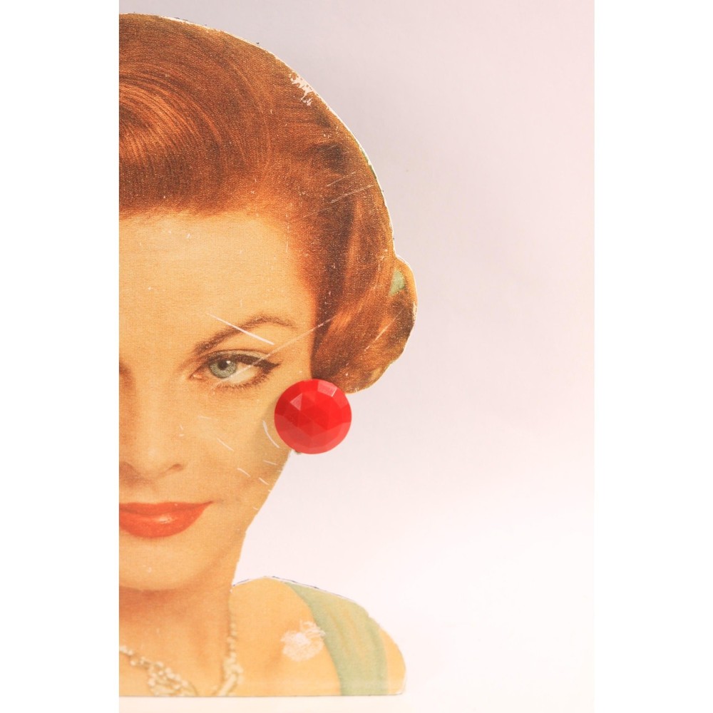 1960s Red Plastic Circle Clip On Earrings