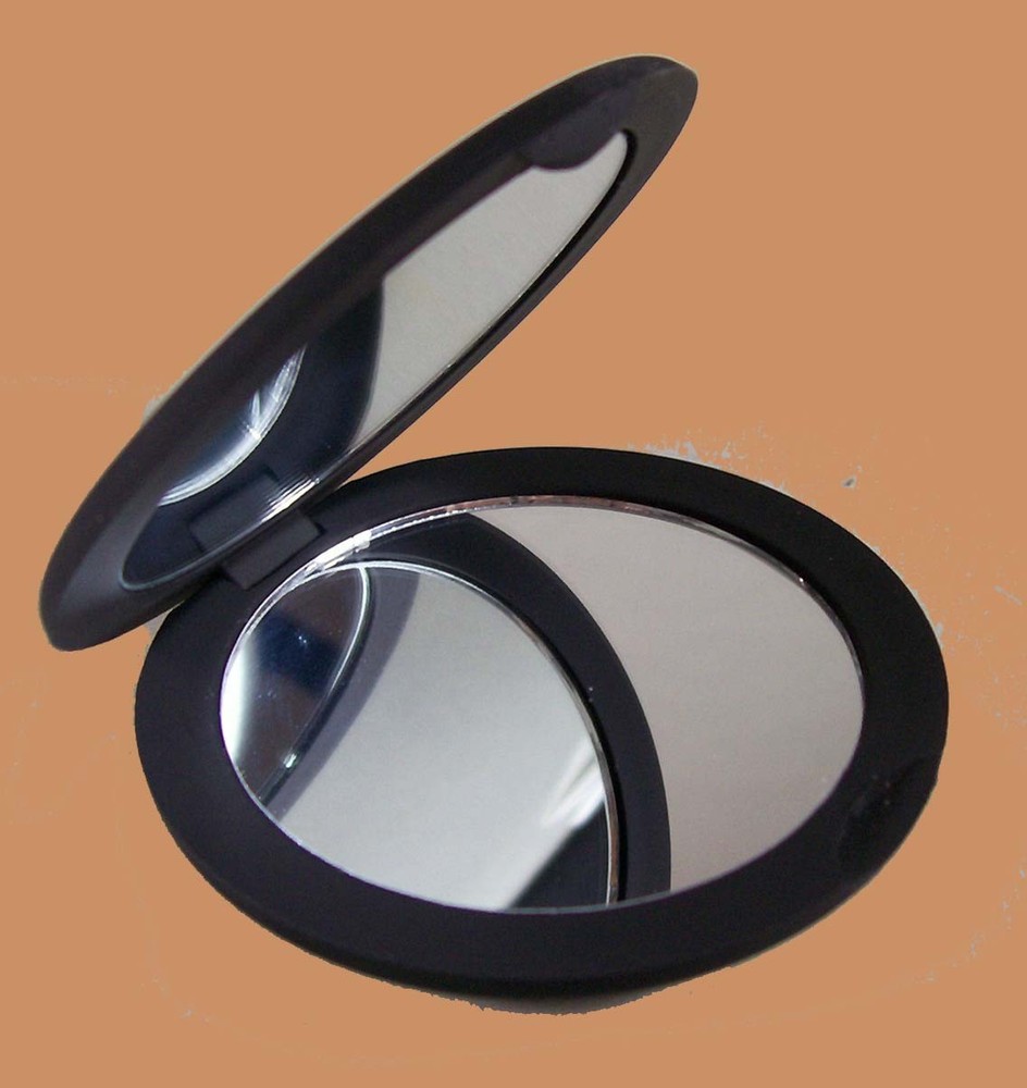 Mary Kay Double Mirror Compact Matte Black 2 1/2" Lightweight 1 oz Thin Slim