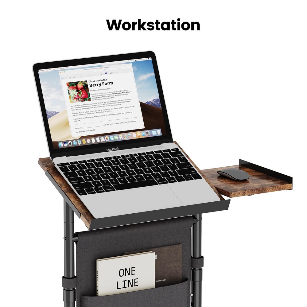 Mobile Standing Desk Podium, Height Adjustable Rolling Lectern with 360° Whee...