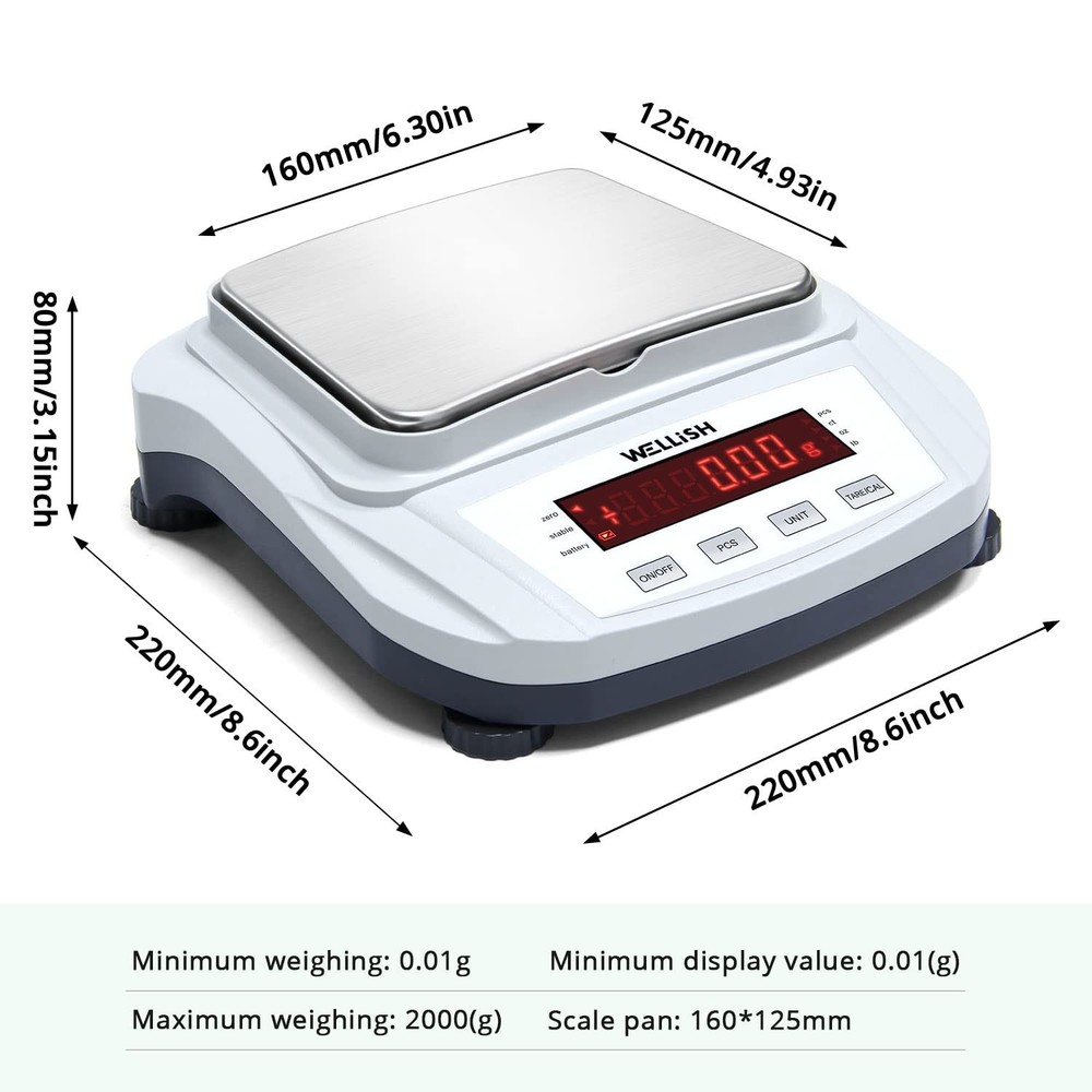 Lab Scale 2000g/0.01g High Precision Digital Scale Analytical Balance Electronic