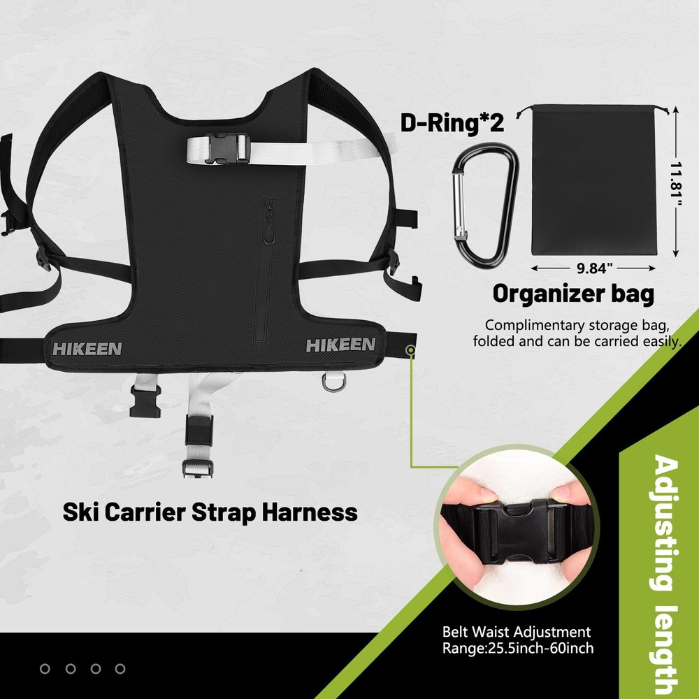 Hikeen Ski Strap, & Poles Backpack Shoulder Strap One Size, Black