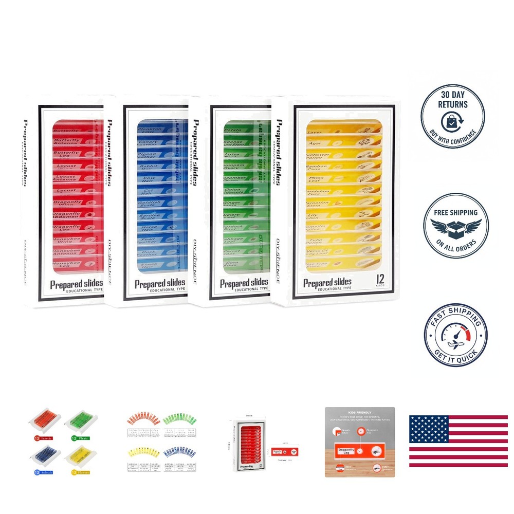48 Educational Microscope Slides - Perfect for Young Scientists' Exploration