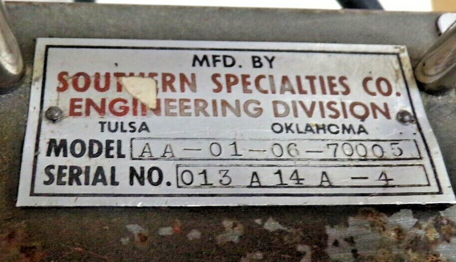 SOUTHERN SPECIALTIES CO. ENGINEERING DIVISION,ELAPSED TIME INDICATOR, SECONDS