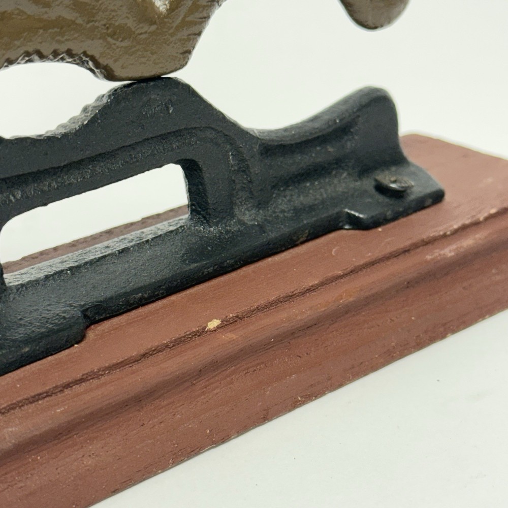 Cast Iron Squirrel Nutcracker on Wood Base Vintage Rustic Cabin Decor