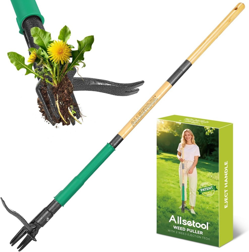 Weed Puller Tool with 2 Weed Eject Feature, 43.7in Stand Up Dandelion Remover To