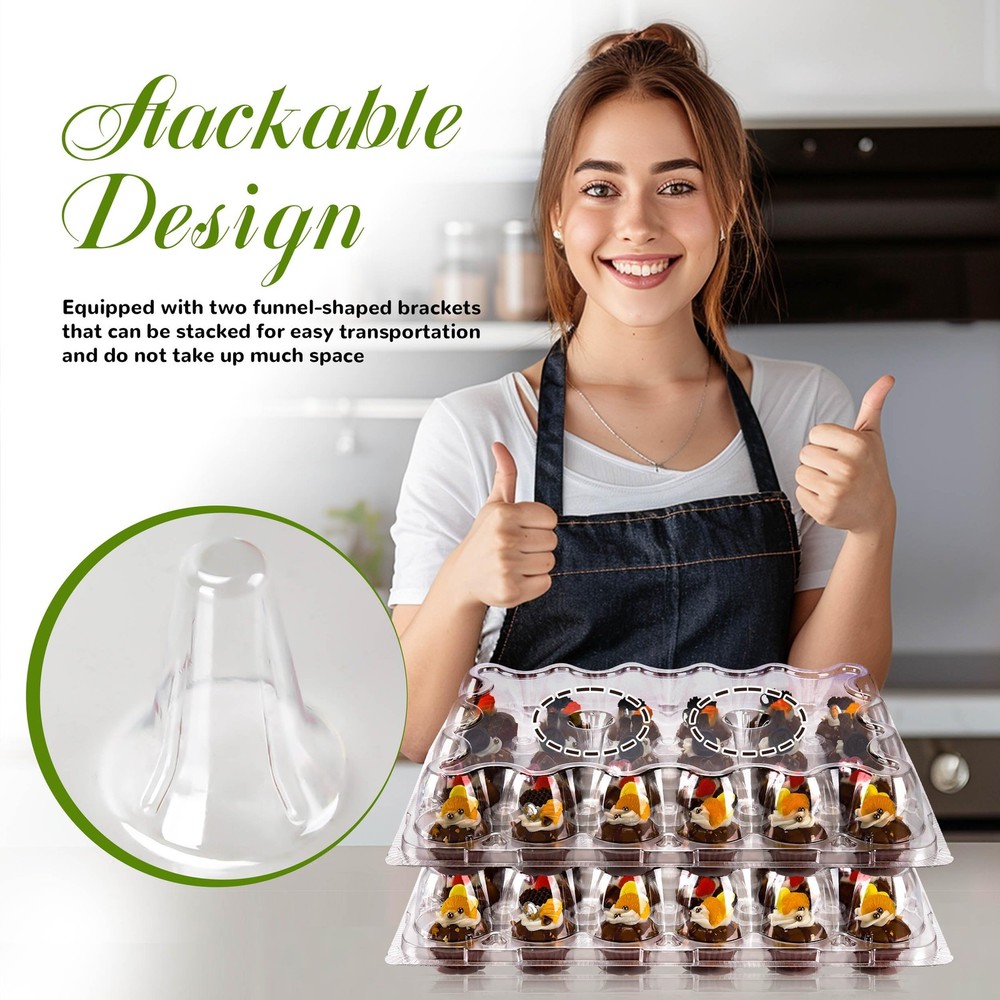 NPLUX 24 Count Mini Cupcake Containers 15 Pack Cupcake Holder with Detachable...