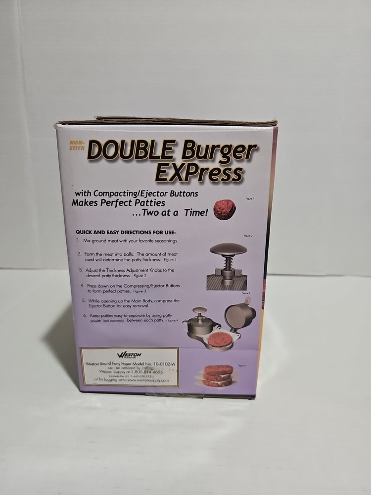 Weston Non-Stick Double Burger Express Press Adjustable Thickness Aluminum EUC