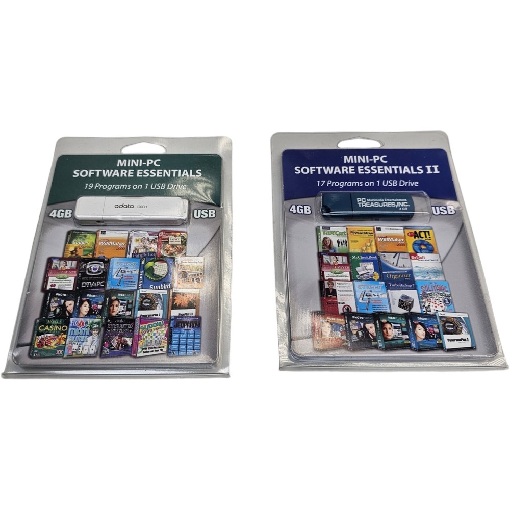 Mini-PC Software Essentials 1 & 2, 19 & 17 Programs On 1 USB Drive