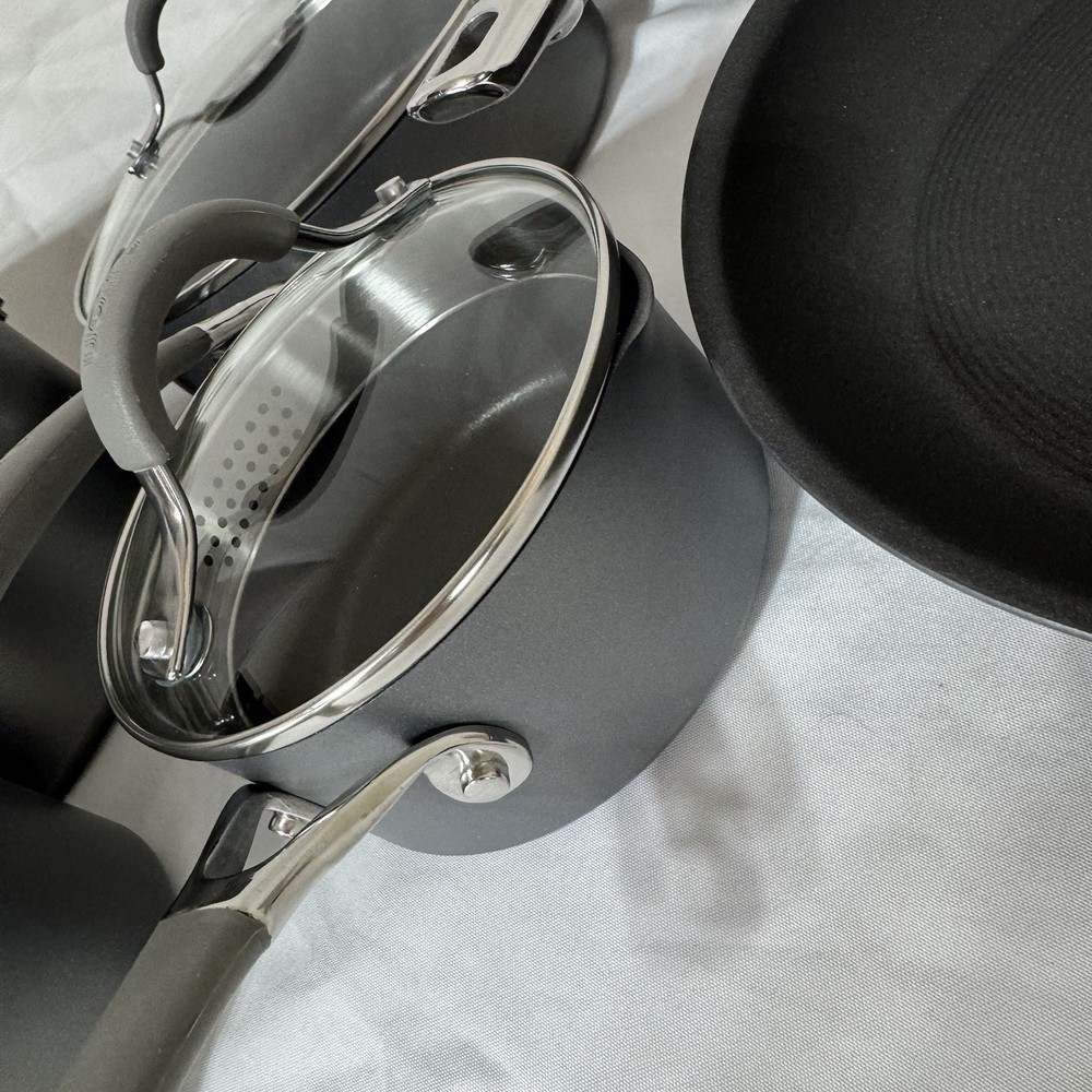 Complete Circulon Elementum 10pc Hard-Anodized Nonstick Cookware Set Silver MINT