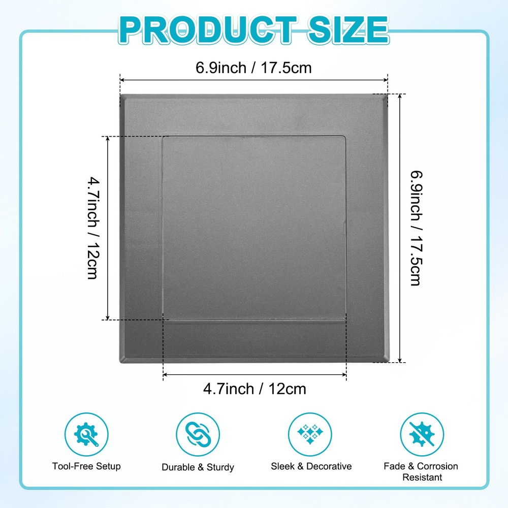 1-Pack Access Panel for Drywall, 5x5" Plastic Removable [Grey, Square]