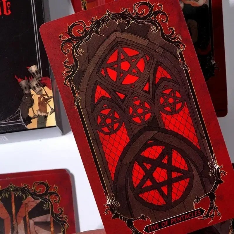 Gothic Horror Tarot Deck 78 Cards Red Black Occult Divination Game
