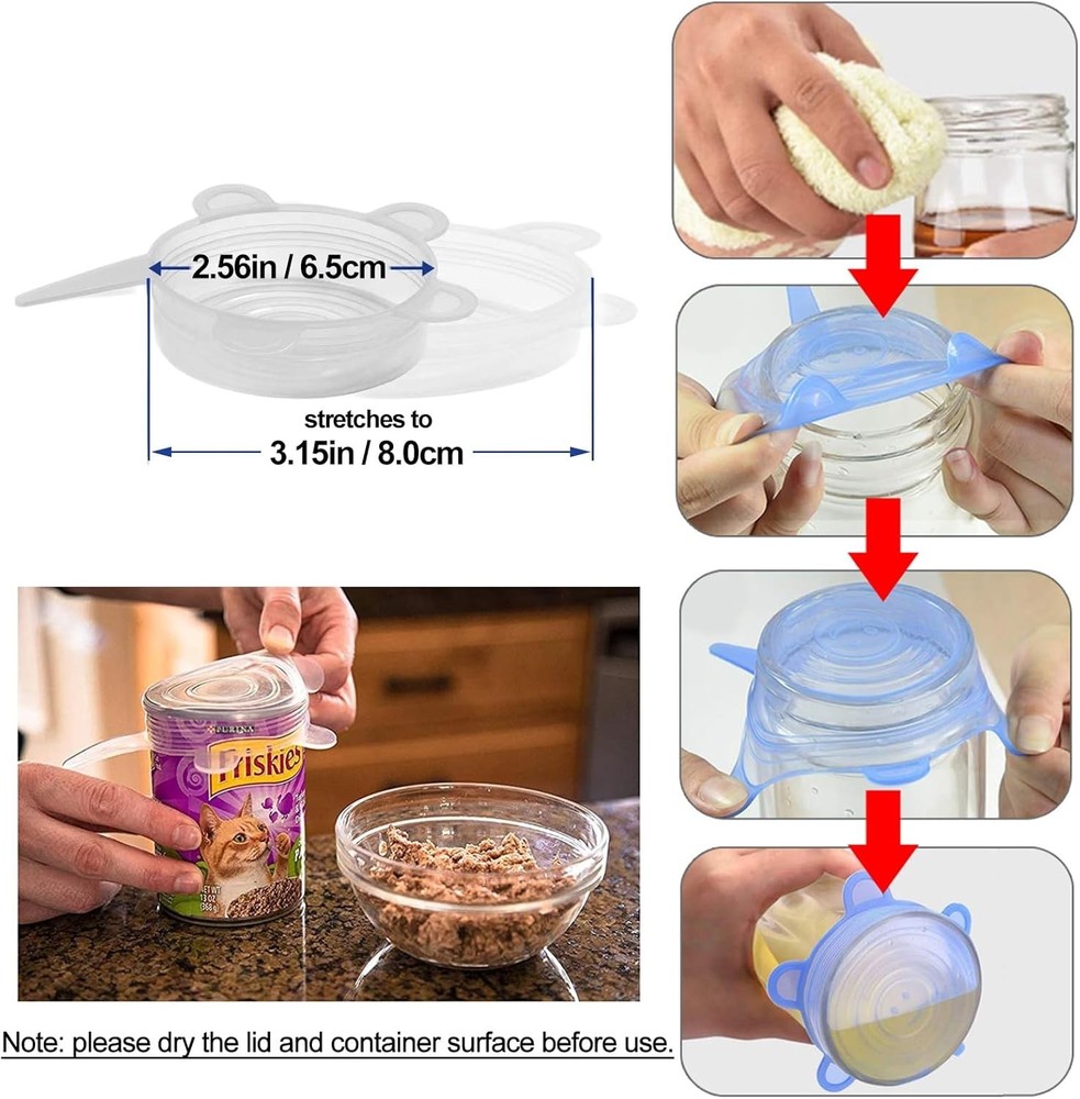 Silicone Can Lids 10 Pack, All 2.6'' Diameter, Reusable Silicone Stretch Lids...