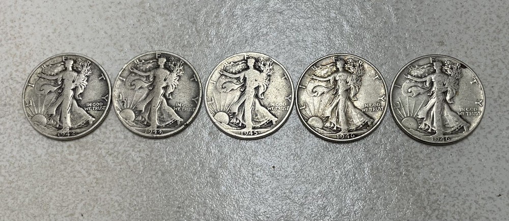 Walking Liberty half dollar /5 Coins