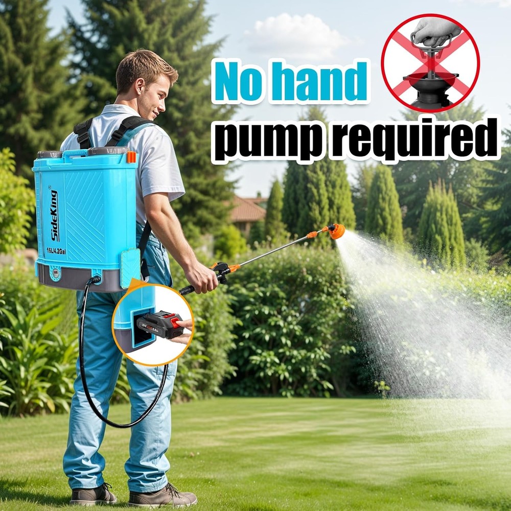 Battery Powered Backpack Sprayer 4 Gallon, 0-100 PSI Adjustable Pressure Sprayer
