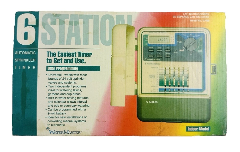 Water Master 6 Zone Dual Programming SPRINKLER TIMER ( 57006 ) New—Damaged Box