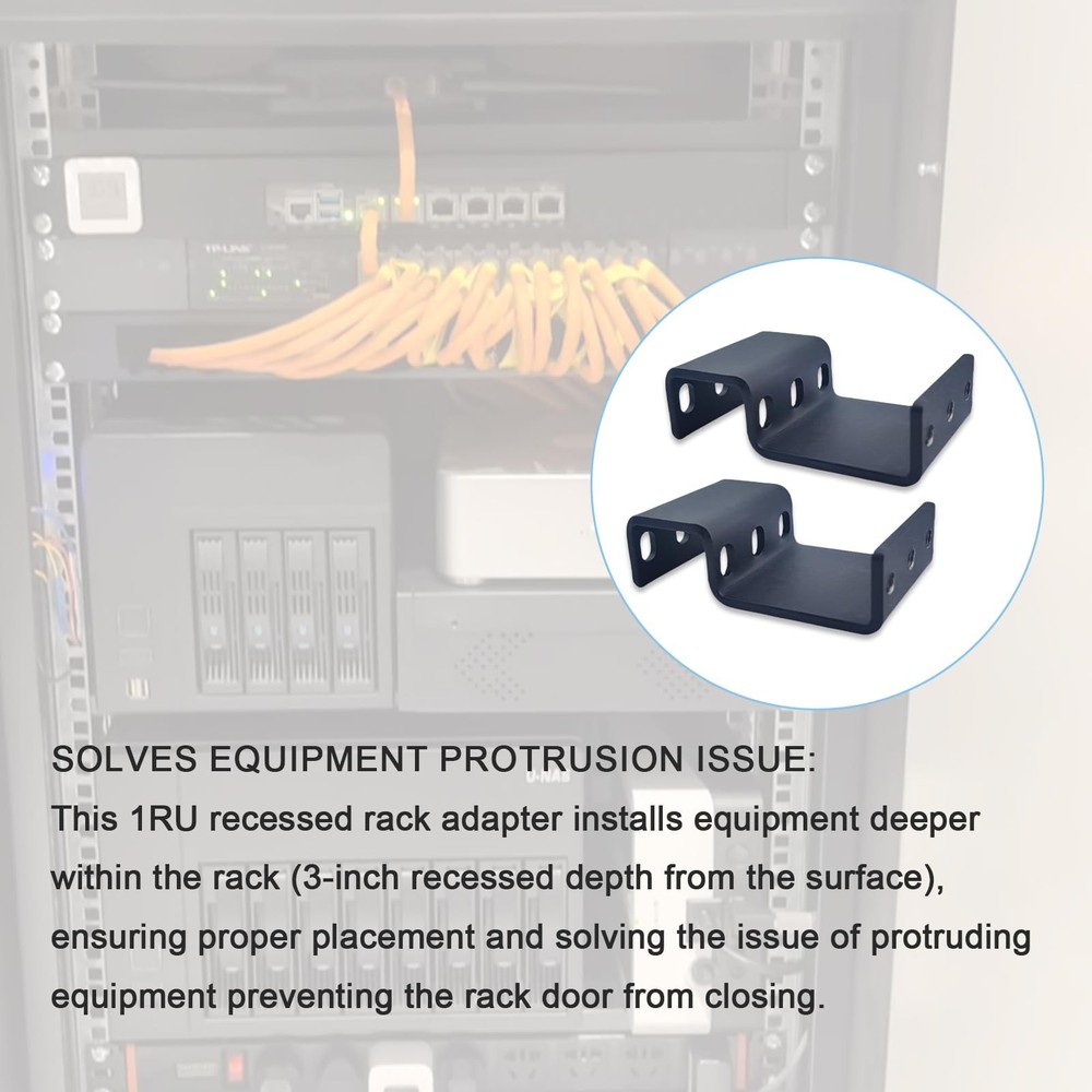 Compatible 1RU Recessed Rack Adapter-for Computers,Servers,and Network Device...