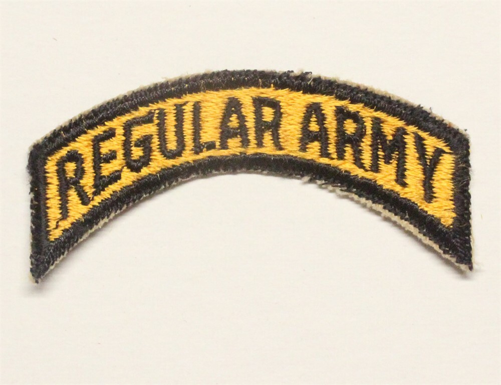 Army Patch: REGULAR ARMY tab - black on yellow, cut edge