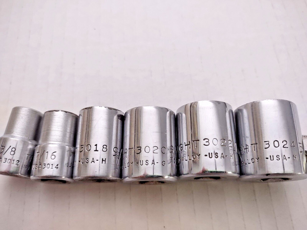 Wright Tool Forge Co Socket Set Extensions Standard 3/8 - 3/4 9 pc Vintage USA