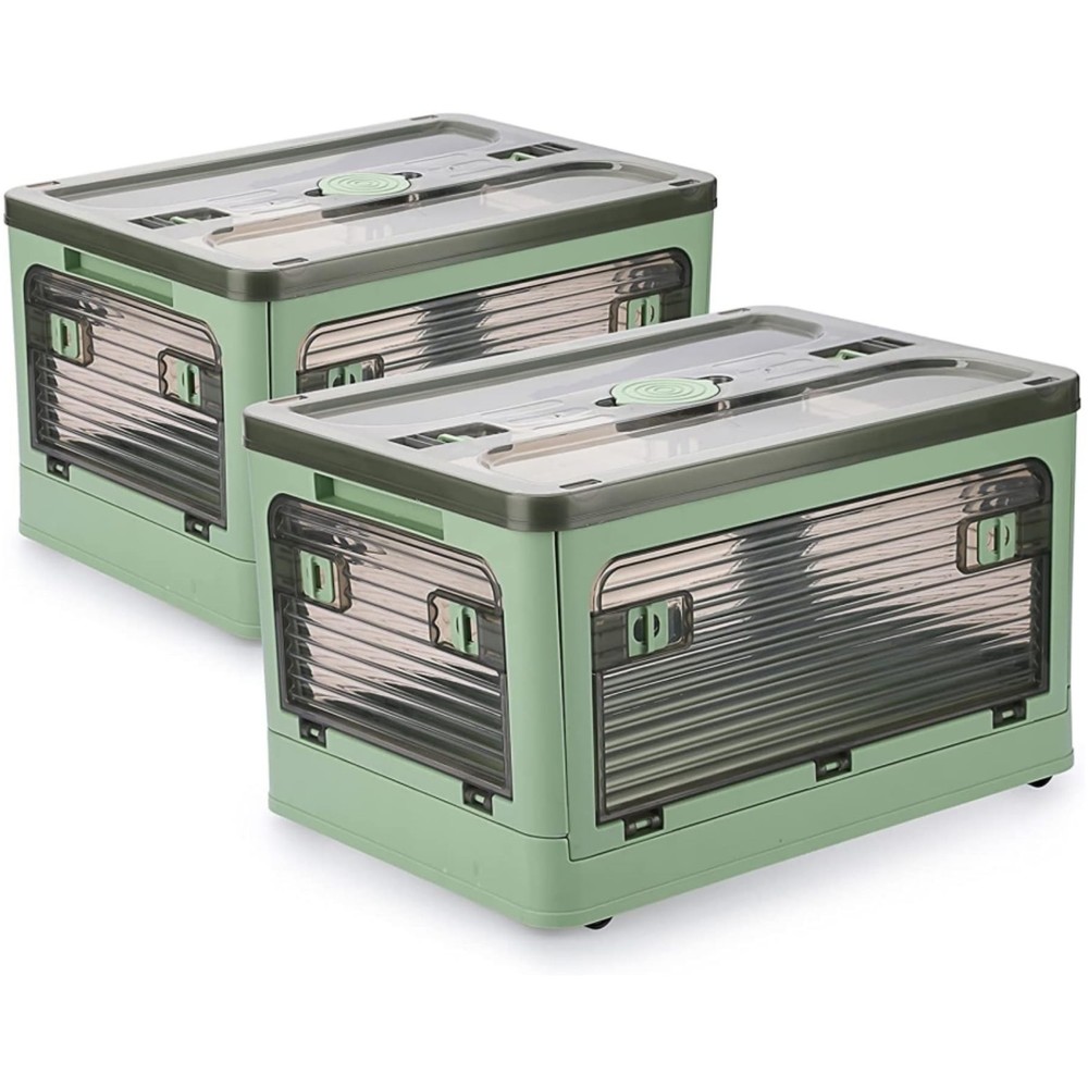 Folding Storage Bins, 36 Liters, 2 Pcs Green Plastic Storage Containers with ...