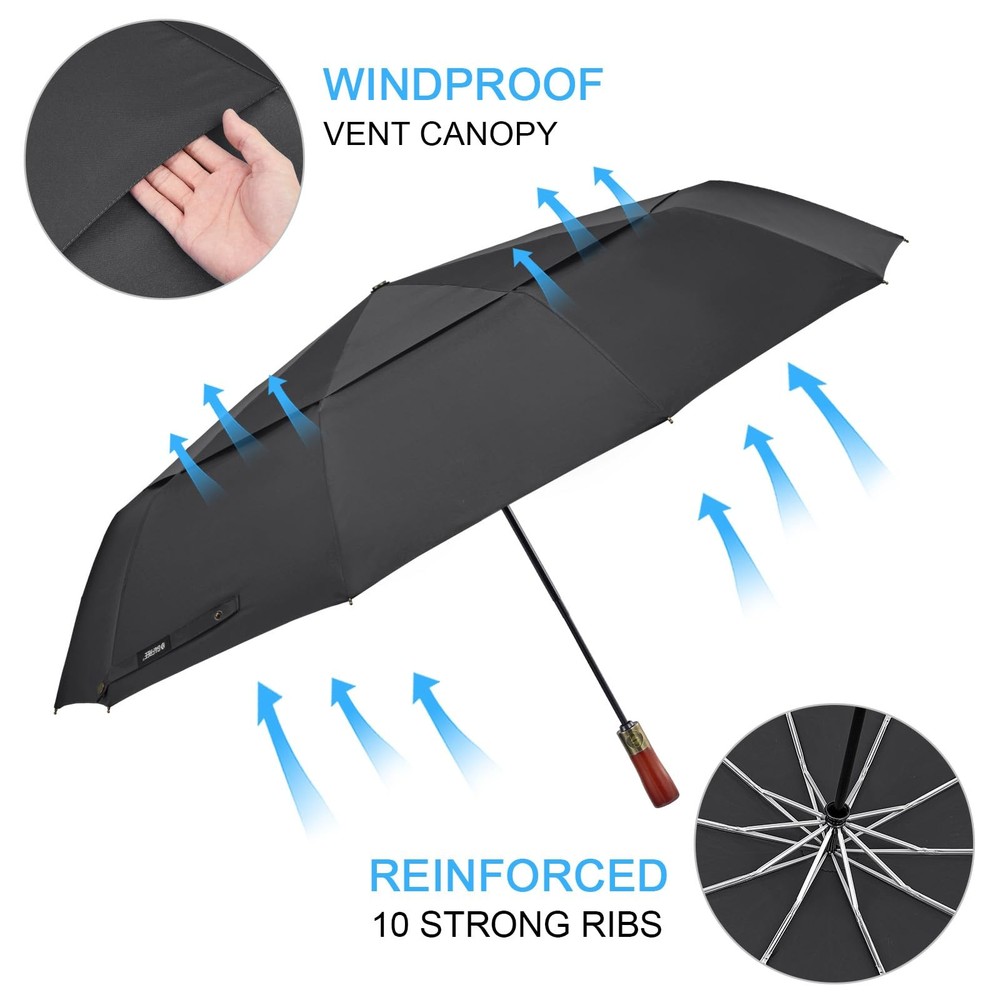 54 Inch Large Compact Windproof Golf Umbrella for Rain Oversized Auto Open