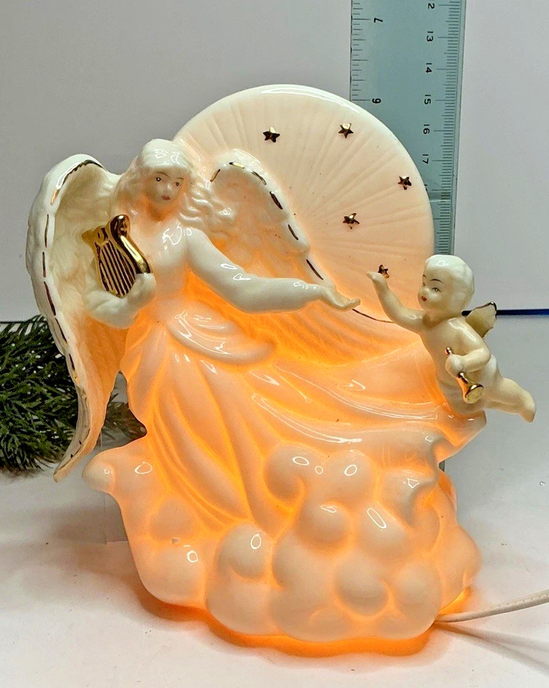 Angel w Cerub Night Light Ivory Ceramic 6x6