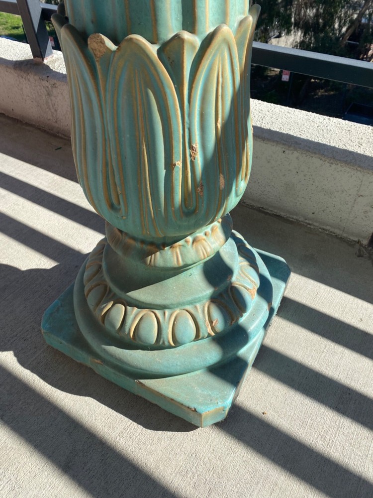 Authentic antique Mayolica column, architectural, very decorative, turquoise