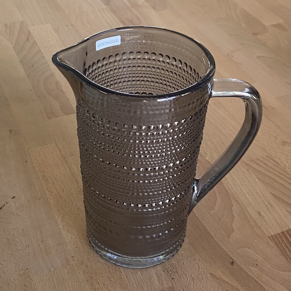 Godinger 8" Gray Beaded Dotted Pitcher New