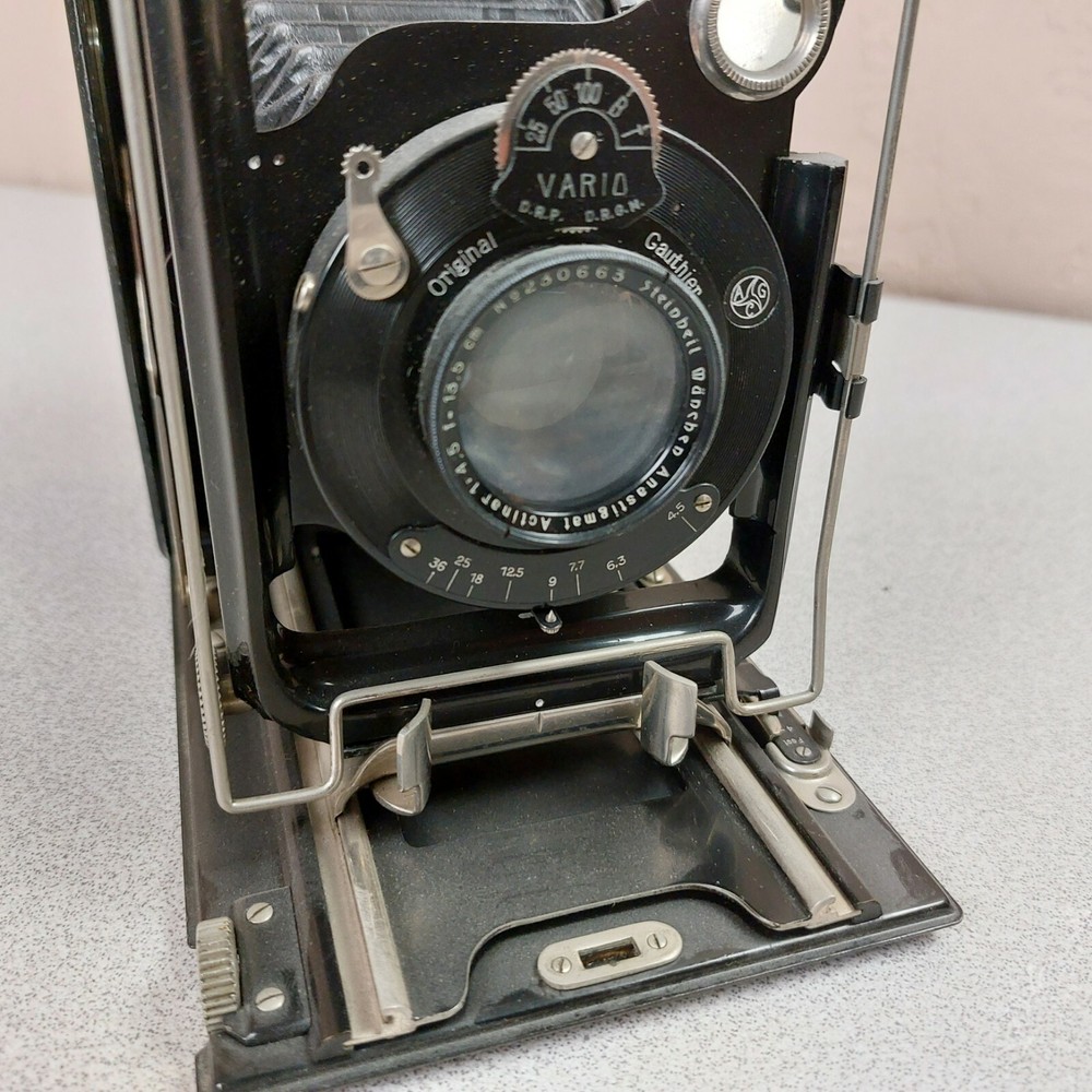 Vario Gauthier Folding Format Box Camera Steinheil Munchen Actinar Lens READ