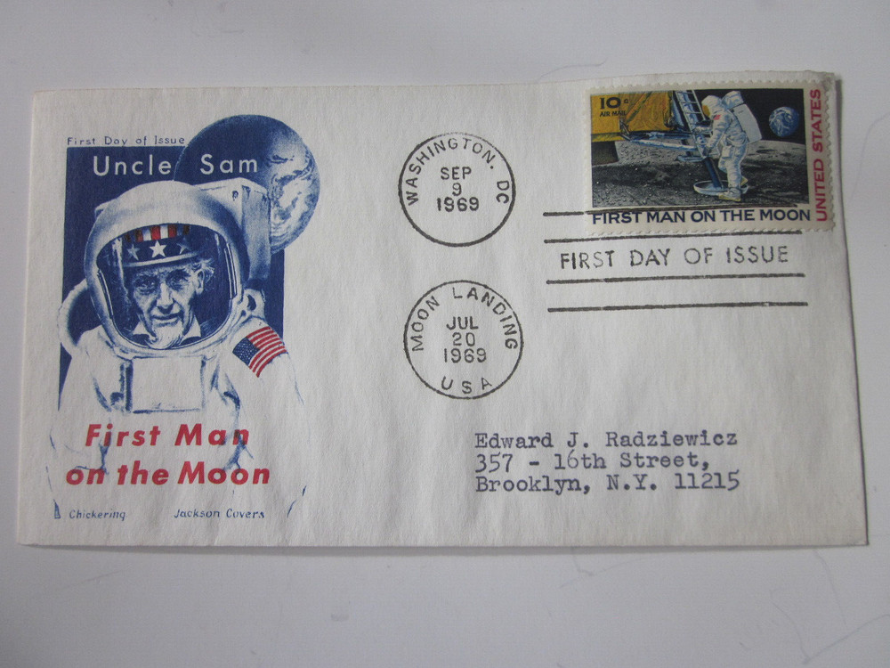 US COVER USA 1969 FDC SCOTT C76 CHICKERING JACKSON CACHET UNCLE SAM FIRST MAN
