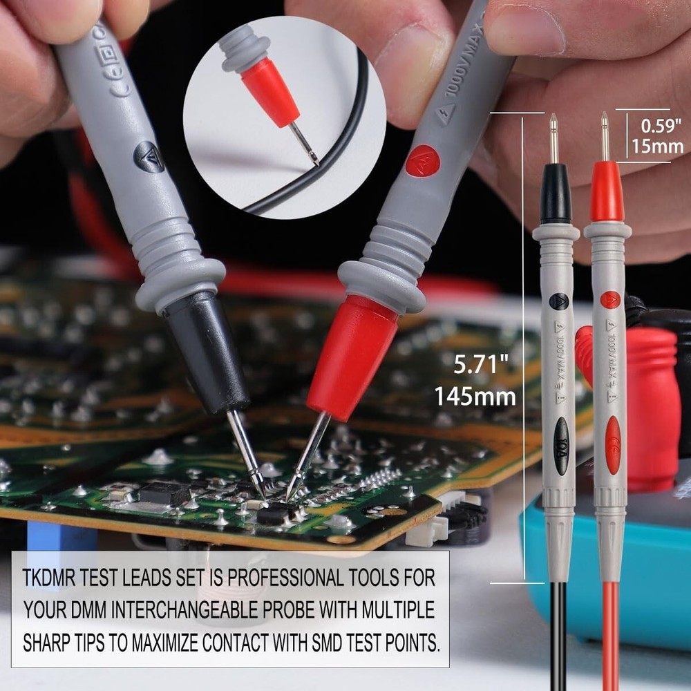 Versatile 19-Pc Electrical Multimeter Lead Set with Soft Grip Probes & Clips