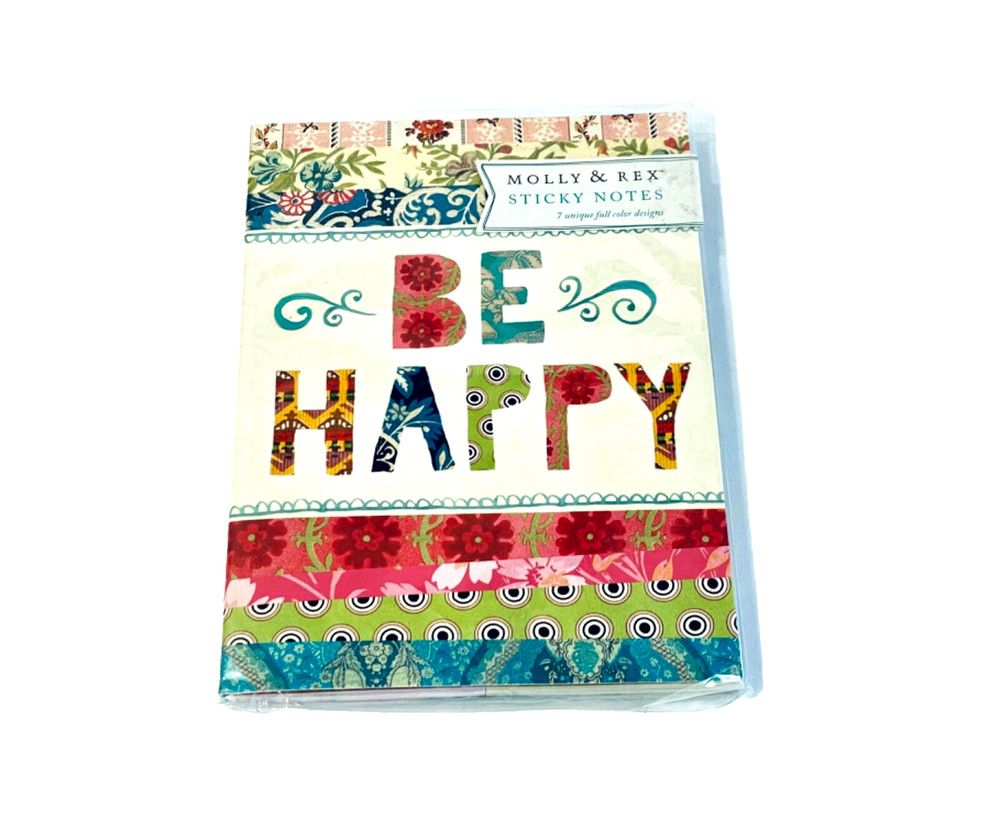 MOLLY & REX BE HAPPY STICKY NOTES  FOLIO