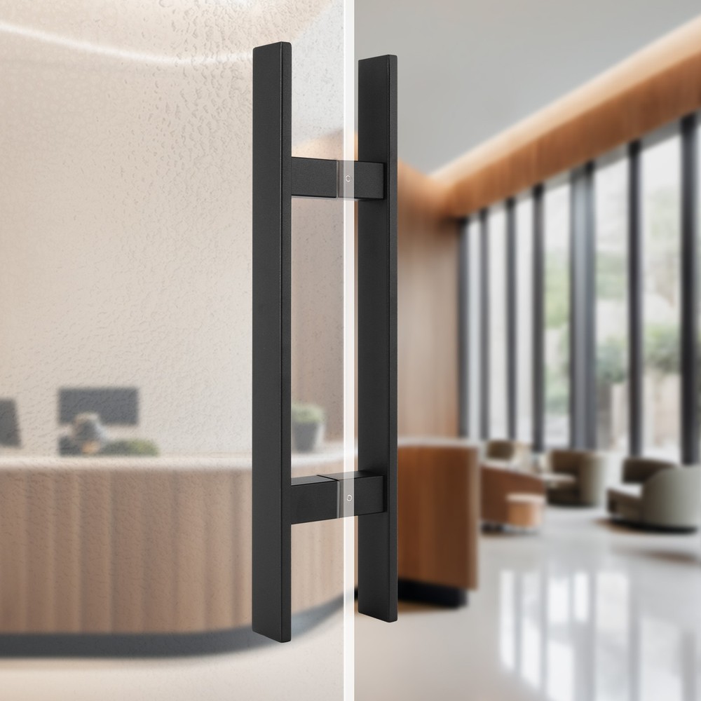 Black Stainless Steel Pull Handles H-shaped Door Pull Handle For Glass Door