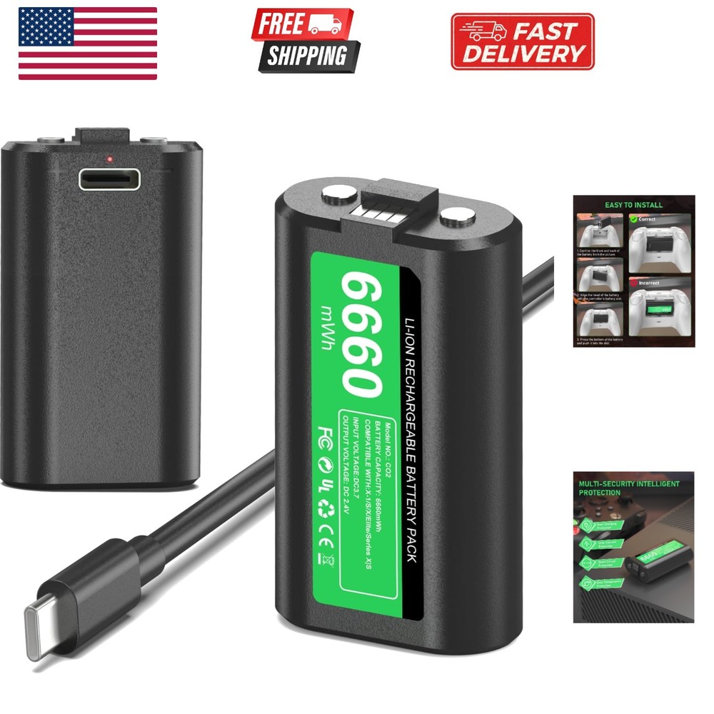 Ultimate Xbox Controller Battery Pack: 2x6600mWh with Fast Charging Capability