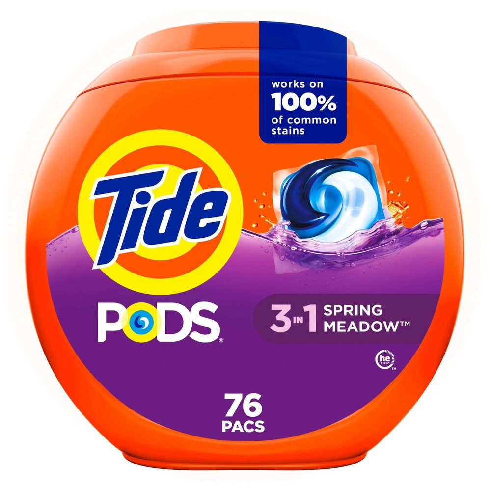 2 PACK Tide PODS Liquid Laundry Detergent Packs, Spring Meadow Scent, 76 Count