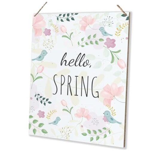 Hello Spring Sign Spring Decor Spring Decorations for Home Office Spring03