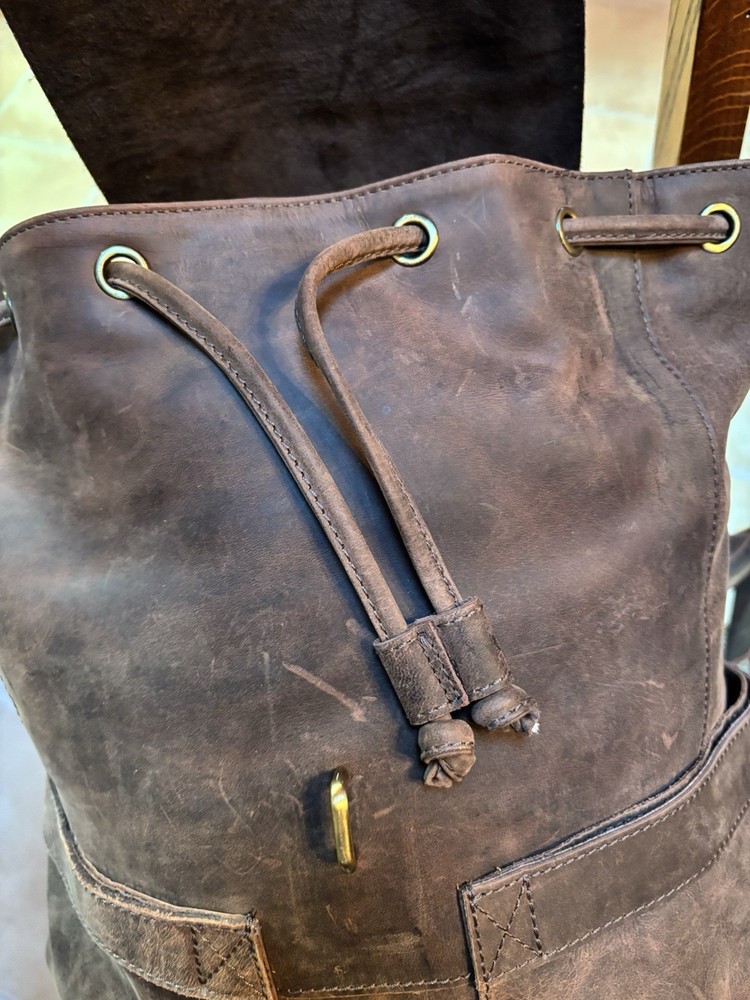 All Leather Brown WRANGLER Heavy Duty Backpack Mint Condition