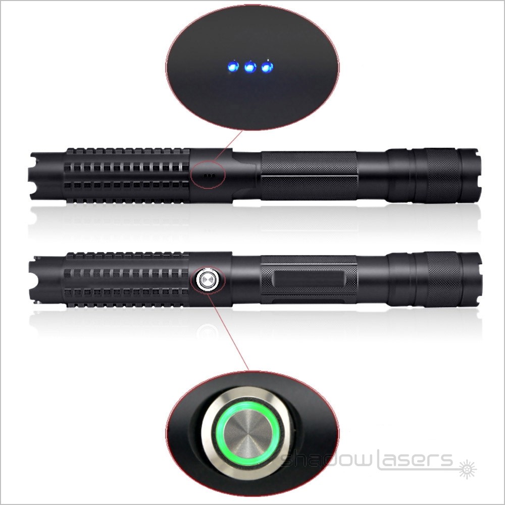 THOR II Adjustable Focus 450nm Blue Laser Pointer Pen Light Visible Beam+Case