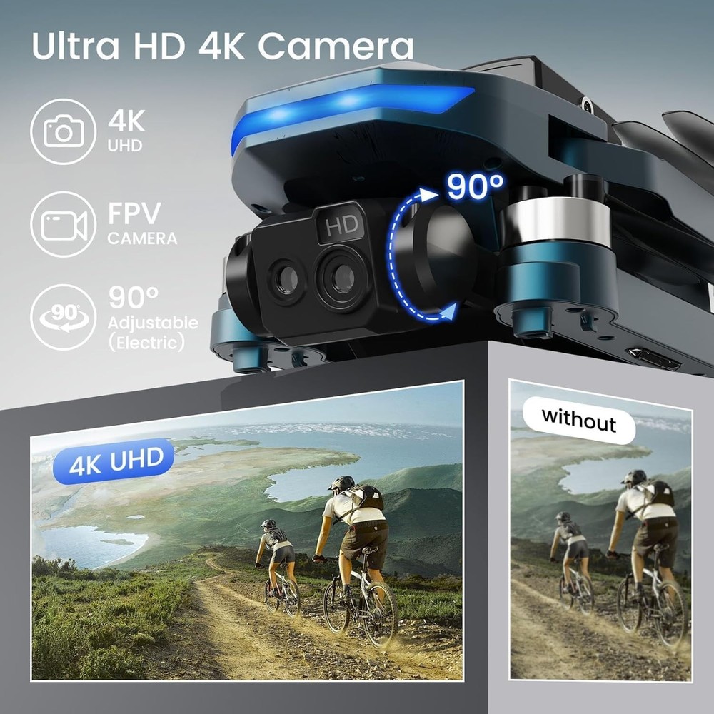 Brushless Motor Drone,90° Adjustable 4K FPV,APP control,40min Flight Time