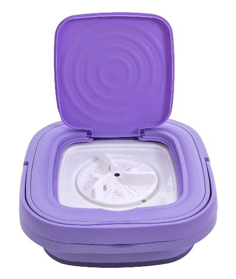 Portable Mini Washing Machine Foldable Multi-Functional w/Drainage Basket PURPLE