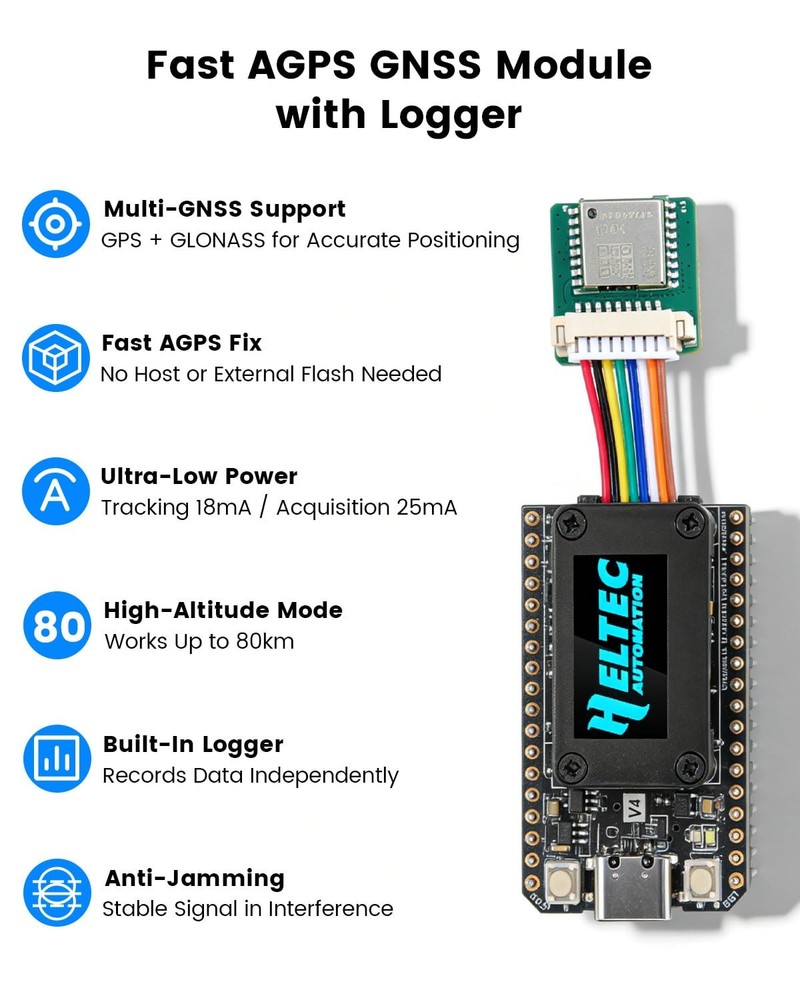 WiFi LoRa 32 V4 ESP32 Development Board with OLED Display, GPS Module, 27dBm ...