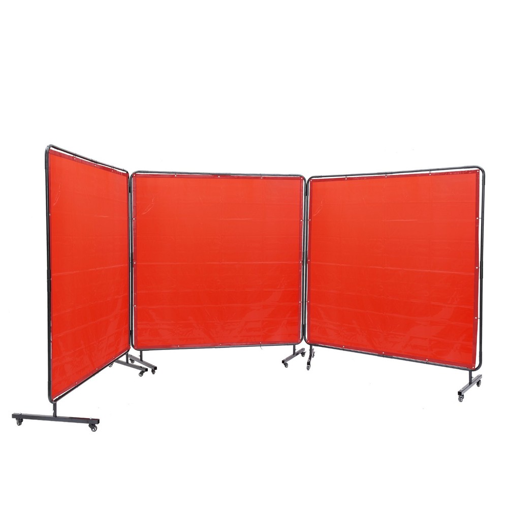 Welding Screen with Frame, 6' x 6' 3 Panel Welding Curtain Screens, Flame-Resist