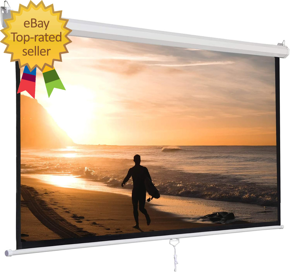 120'' Projector Screen, Retractable Projection Screen Manual Pull down HD Screen