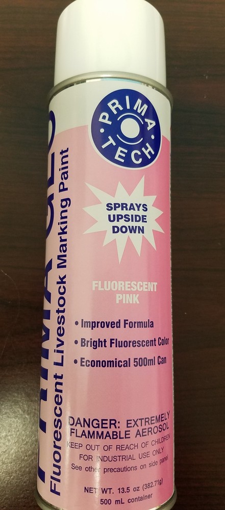 PRIMA GLO Spray Identification Sorting Livestock 500ml Florescent Pink Marking